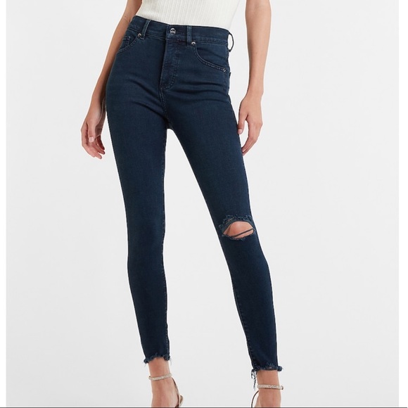 Express Perfect Curves Ankle Jean Leggings - Dark Wash